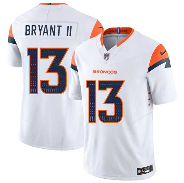 Men & Women & Youth Denver Broncos #13 Pat Bryant II White 2025 Draft F.U.S.E. Vapor Limited Stitched Jersey